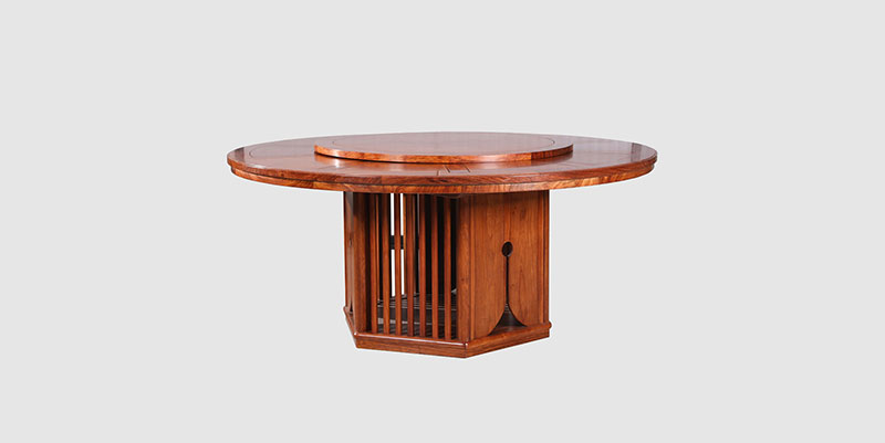 乌当中式餐厅装修天地圆台餐桌红木家具效果图